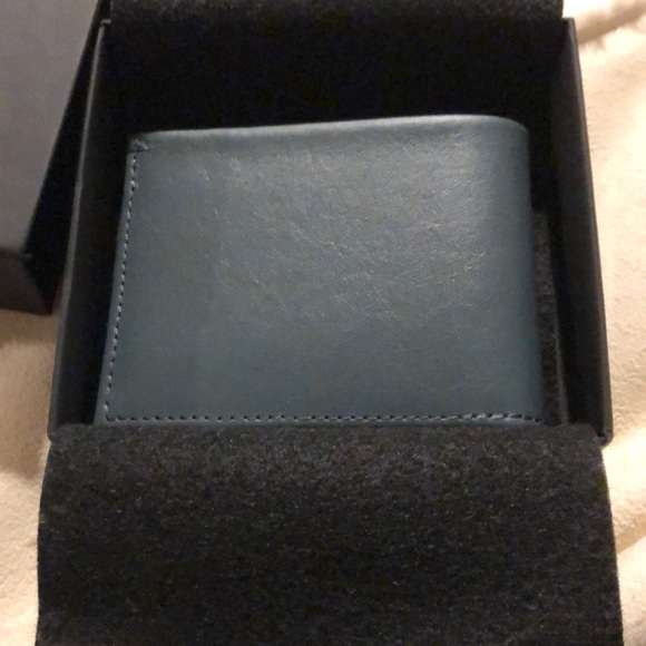 NWT Shinola Leather Slim Bifold Wallet Slate Blue - Picture 6 of 8